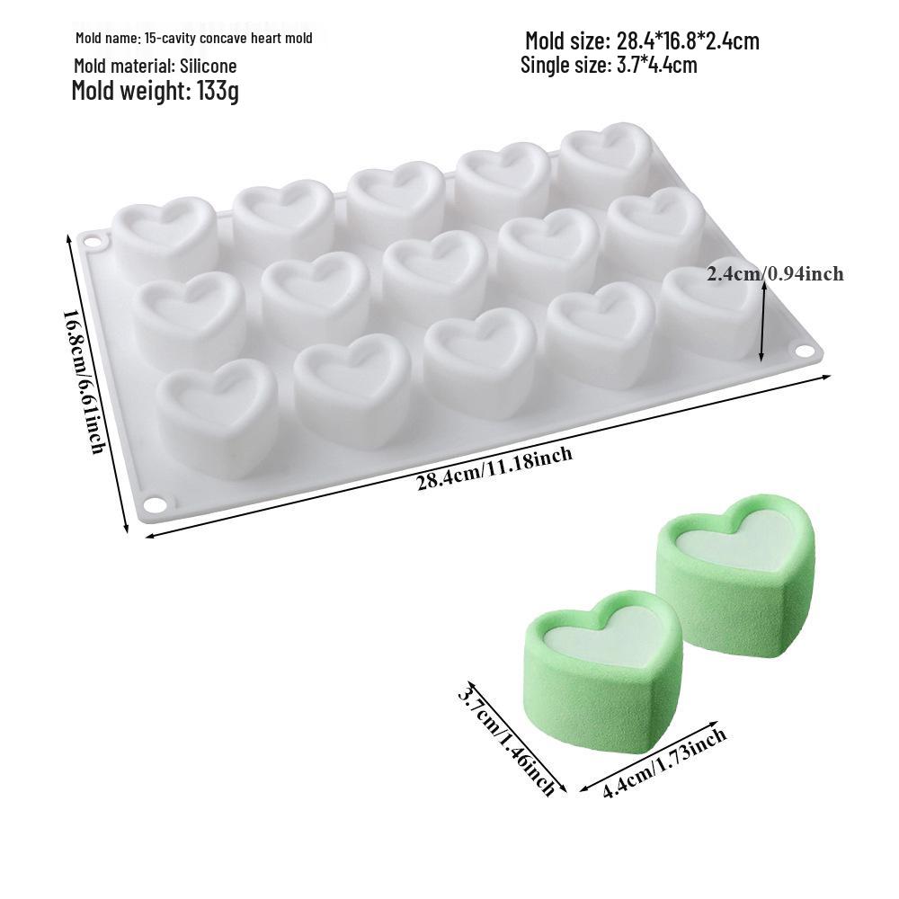 6-Cavity Flower & Heart Silicone Mousse Mold for Chocolate and Cakes