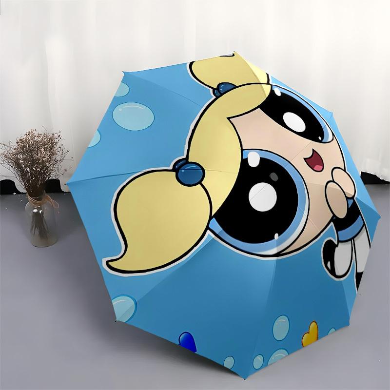 Bubblegum, Powerpuff Girls- Automatic Opening and Closing, 8-rib Structure Portable Umbrella, Suitable for Men and Women in All Seasons - Pe