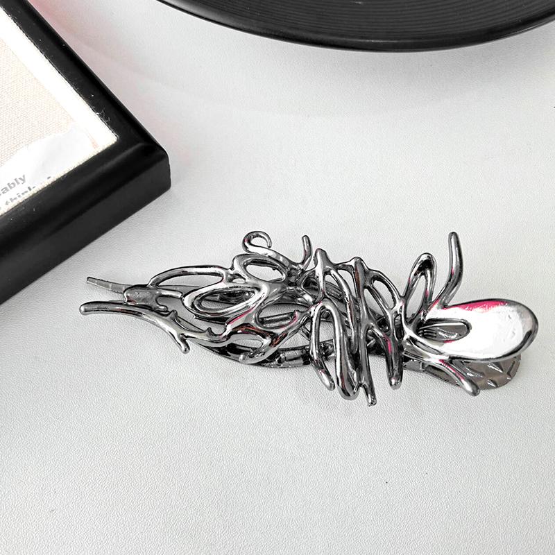 1 шт. металлический зажим для волос, нескользящий, персональный зажим в виде акулы, жидкий, выдолбленный, крепкий, захватывающий волосы, зажим в виде утконоса