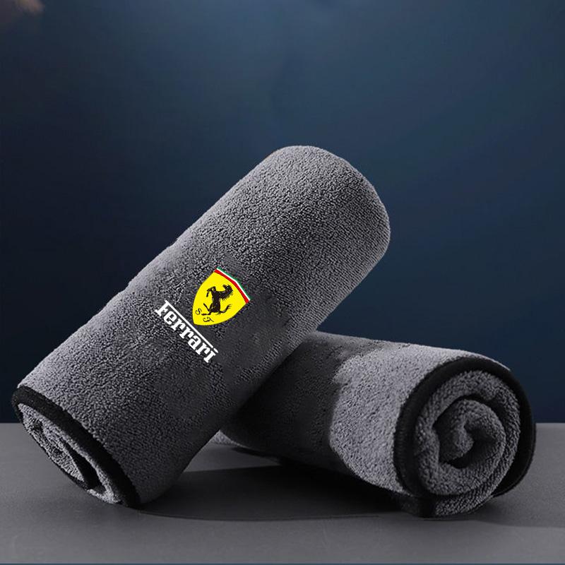 For Ferrari Roma Spider 488 SF90 360 F8 F80 275 849 KC23 F40 LaFerrari 1PC Coral Fleece Car Wash Towel Drying Cloth Cleaning Rag NBA2