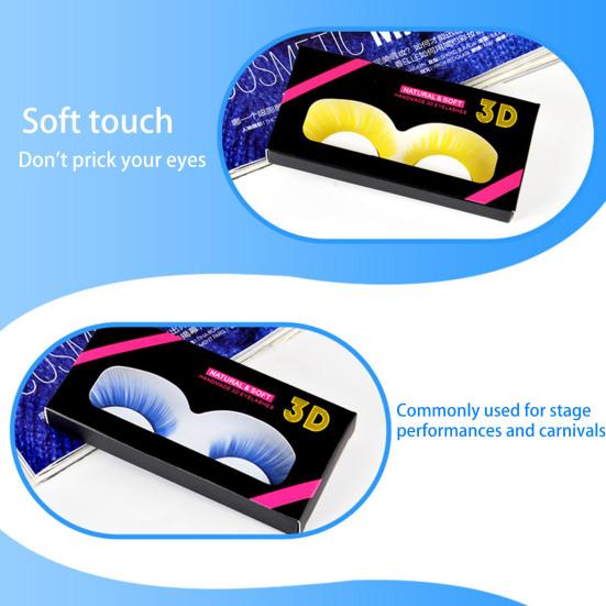 1 пара 3D цветных ресниц Мягкие пушистые ресницы из искусственного волокна 9 мм Наращивание ресниц с насыщенными цветами Хэллоуин Рождество Косплей Макияж Поддельный