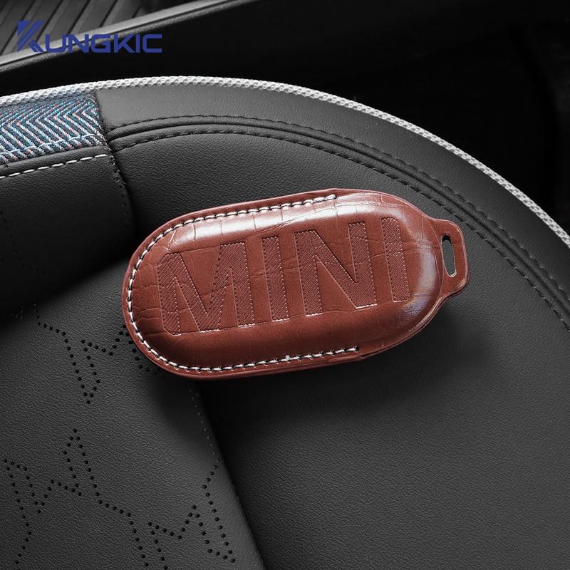 Leather Key Protection Cover For BMW MINI J01 J05 U25 F65 F66 2024 Car Remote Key Case Cover Shell Accessories Styling