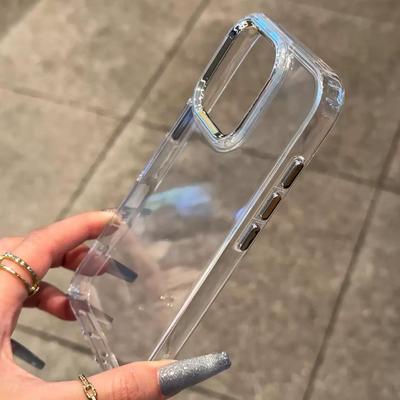 Чехол для телефона из прозрачного металла с кнопкой в стиле Light Luxury для Xiaomi Redmi Note 14 Pro+ Pro 5G 4G 14S 13 12 12S 11S 11 10S 10