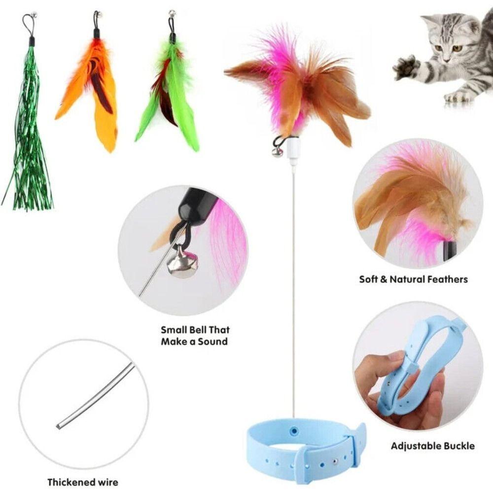 С колокольчиком, игрушка-палочка для кошек, силиконовый ошейник, игрушка без рук, ошейник с перьями для кошек, игрушка для кошек