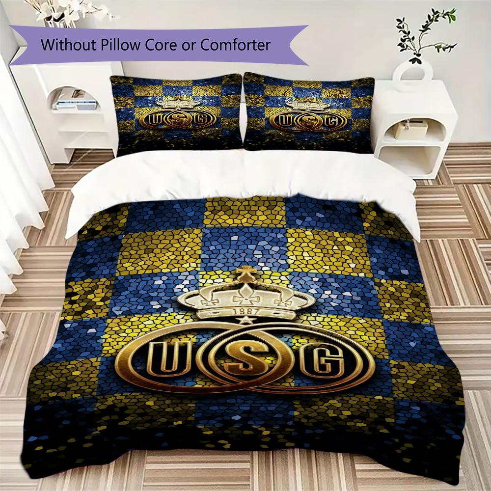 Union Saint Gilloise Pattern Bedding uilt Set uilt Cover Pillowcase Home Decoration Birthday Gift (1 * duvet cover + 2 * pillowcase without core)
