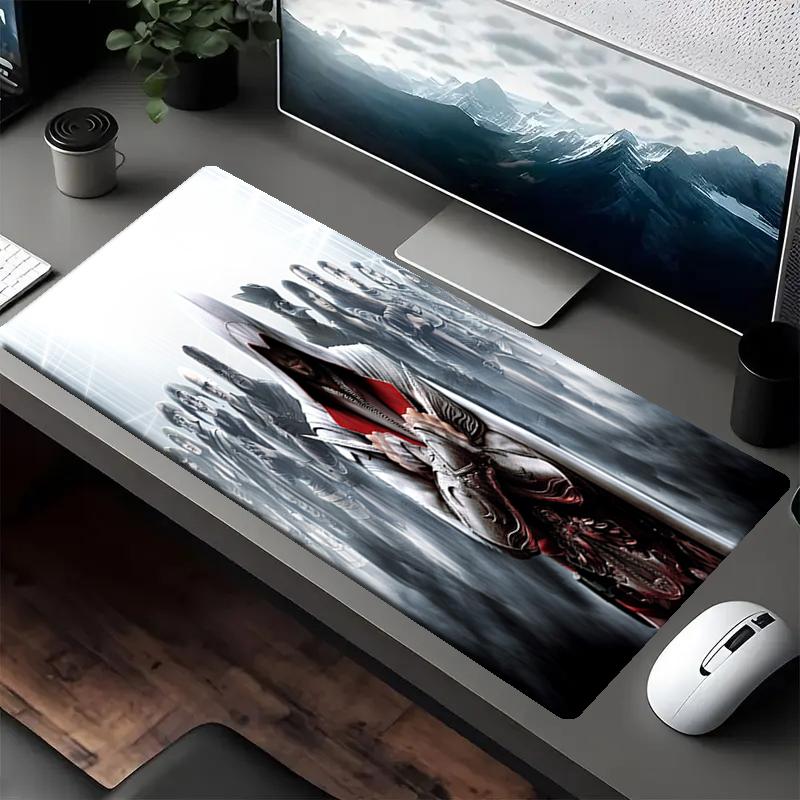Коврик для мыши в стиле Assassin's Creed, Нескользящая резиновая основа, Многофункциональный декор для офиса и дома, Идеально подходит для персонализации рабочего места.