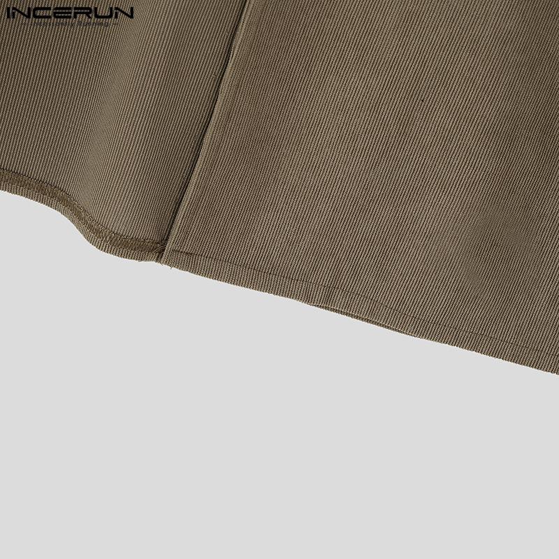 INCERUN Мужской кардиган-жилет с лацканами, на пуговицах, с одним рукавом, асимметричный, готический, длинный