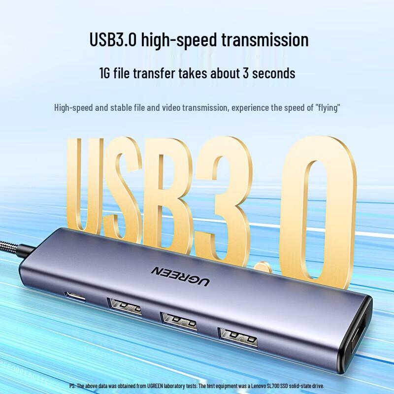 Ugreen USB 3.0 4-портовый концентратор CM473 с входом питания Type-C