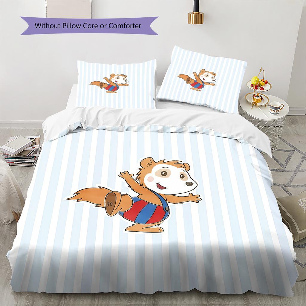 Bobo Siebenschläfer Pattern Bedding Quilt Set Home Decoration Gift (1 * duvet cover + 2 * pillowcase without core)