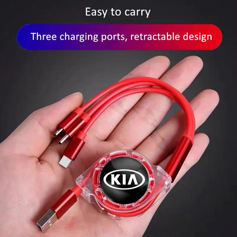 3 In 1 Micro USB Type C Charging Cable Multi Charger For Kia Rio Picanto Ceed Sportage Cerato Soul Accesspries EF7