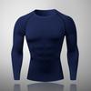 Men Sport Top 3D Slim Fit High Elasticity Round Neck Quick-drying Long Sleeves Slim Fit Compression Figure Shaping Gym Running Basketball T-shirt
