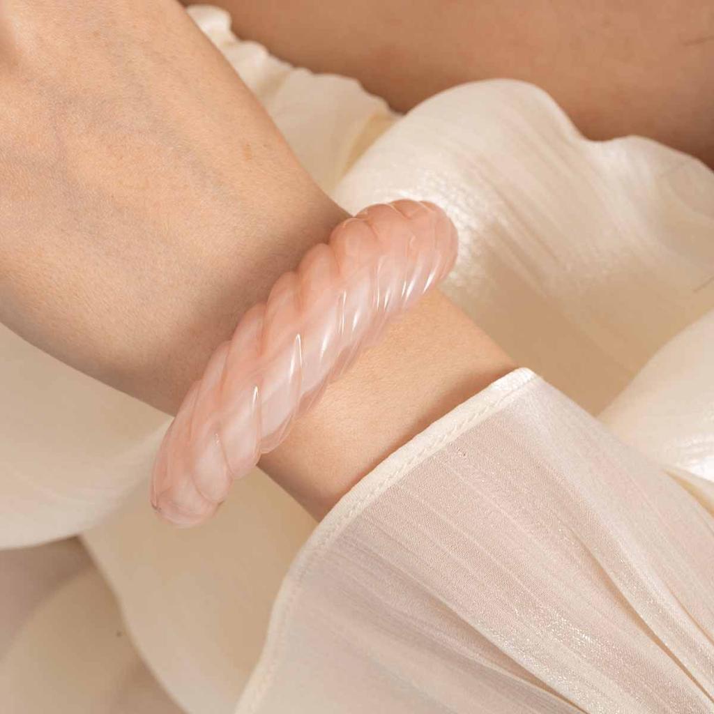 Vintage Threaded Open Bracelet, Premium Smudge Texture Acrylic Bracelet Acrylic Jewelry