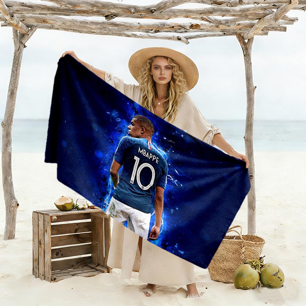 Mbappe Soccer Legend Beach Towel Super Soft & Absorbent Comfortable Lightweight Perfect for Traveling Yoga Camping and Swimming