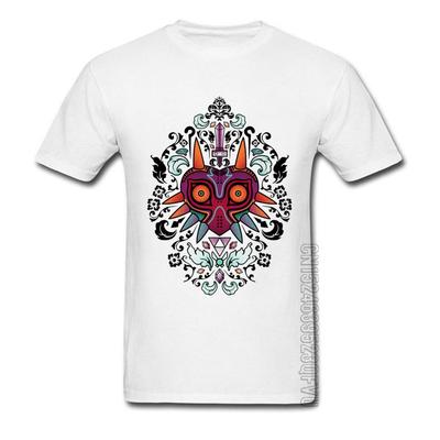 Футболки Majora's Mask с коротким рукавом, повседневные, хип-хоп, мужские, 2024, лето, осень, топы, футболка, День мертвых, Мексика, белая футболка