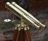 Nautical Brass Binocular with Wood Tripod: 18" Marine Telescope