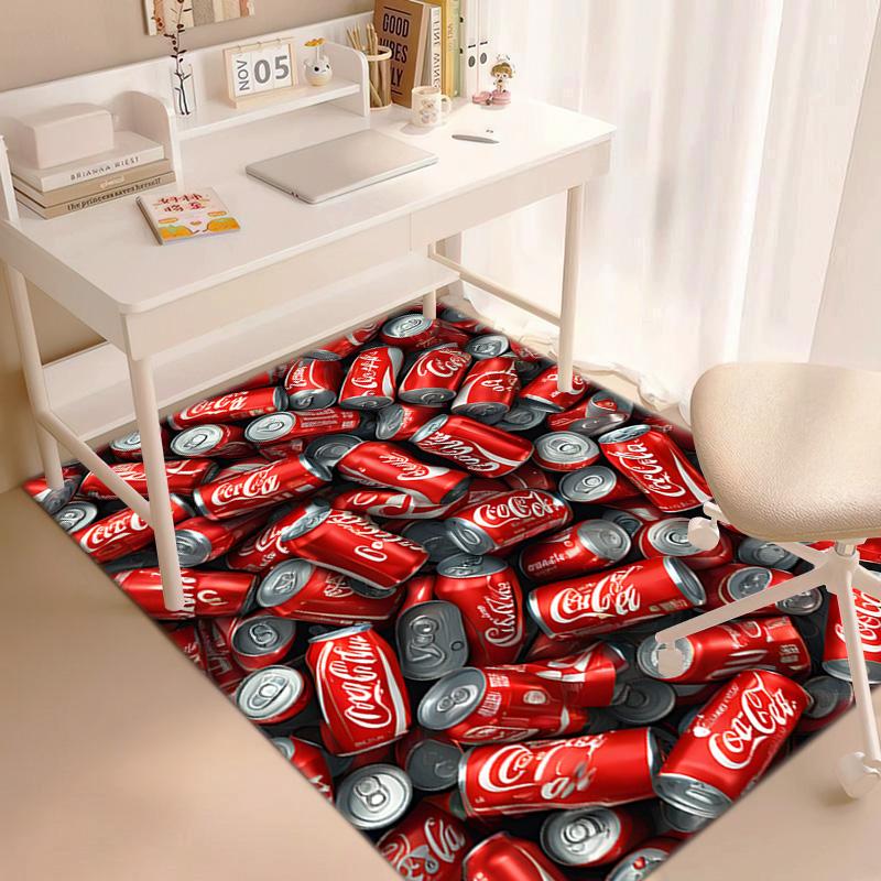 Christmas gift Halloween themed cola beverage Coca Cola carpet is suitable for living room and bedroom doormats office balcony decorative carpet V25