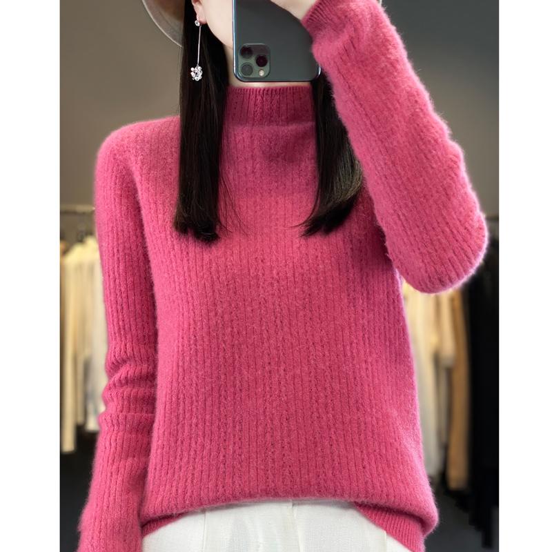 Женский свитер с полуводолазкой, кашемир Цинхэ, 30% кашемир, 70% шерсть, зимний вязаный пуловер, осенний свитер, кашемировый свитер