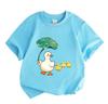 Cute Cartoon Mother Duck Holding Lotus Leaf with 3 Baby Duck