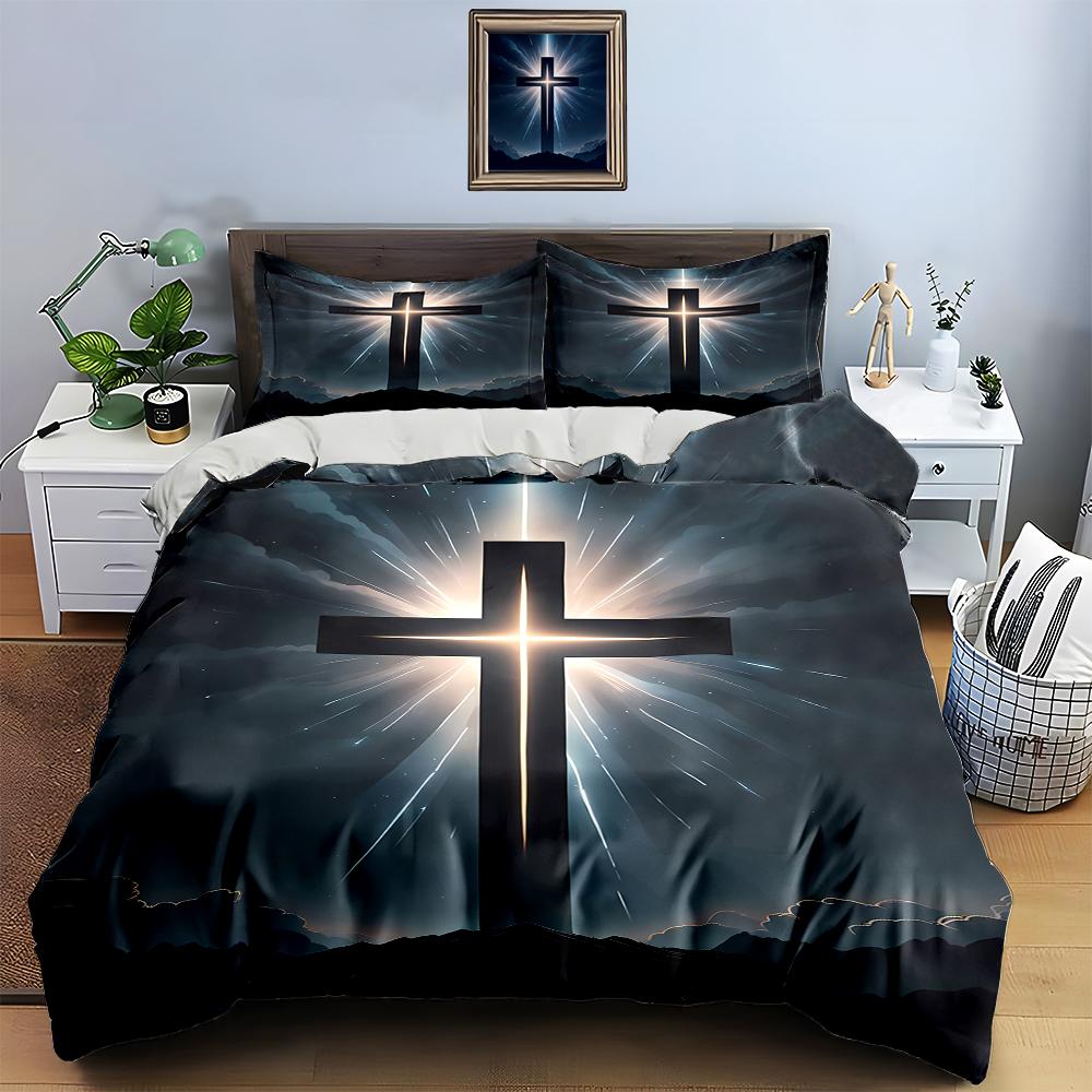 Radiant cross design. Bedding Duvet cover sets Duvet covers Pillowcases gifts (1 * Duvet Cover 2 * Pillowcases, without duvet insert)