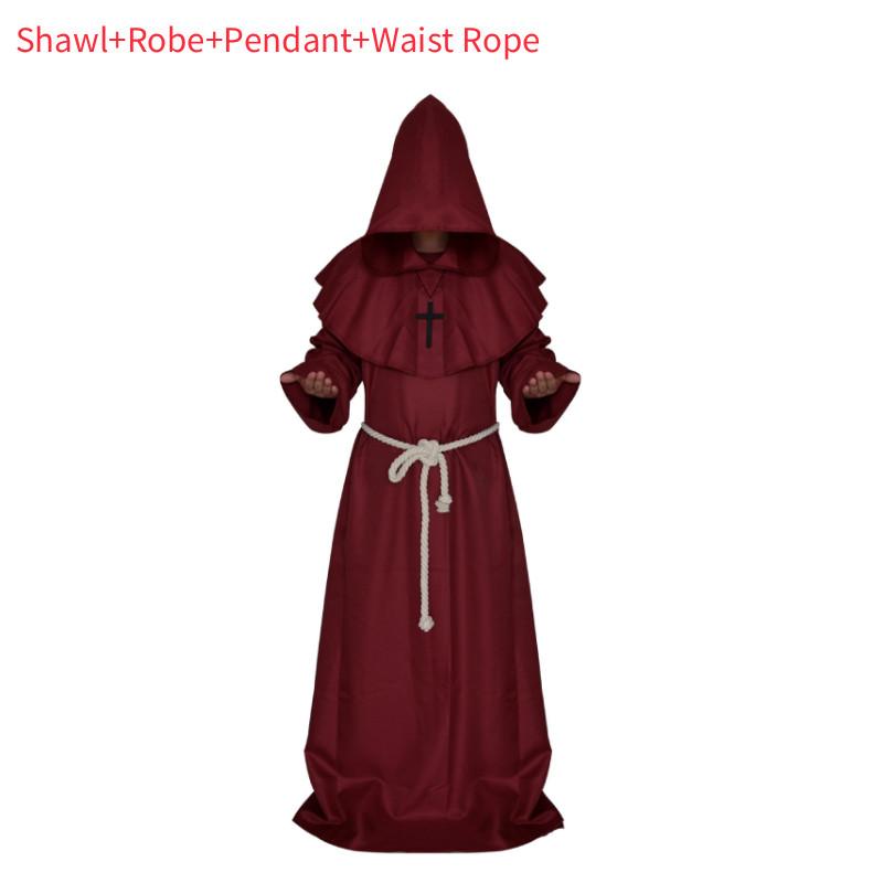Средневековый Костюм Монаха Волшебника Жреца Комплект с Мантией и Шалью Для Косплей Мероприятий и Хэллоуина