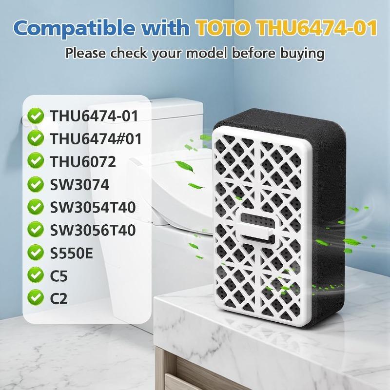 THU6474-01 Deodorizer Filter Compatible with TOTO THU6474-01, THU6474#01, THU6072, S550E, C5, C2, SW3074 SW3054T40, SW3056T40 for Bathroom Toilet