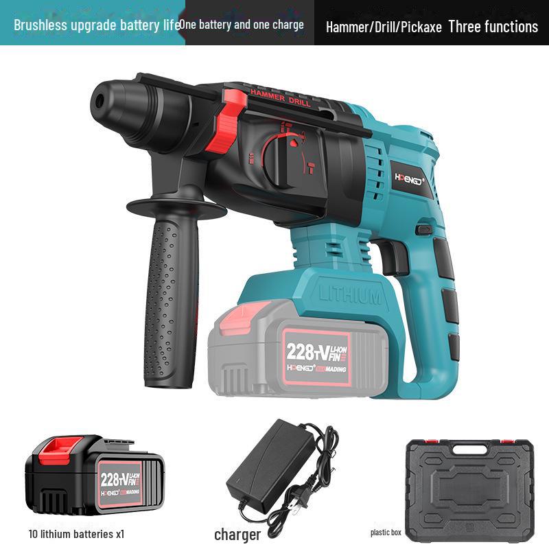 21 В бесщеточный аккумуляторный электрический перфоратор, мощный беспроводной ударный инструмент по бетону, литиевый электрический отбойный молоток двойного назначения