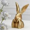 Easter Bunny Figurine Vintage Gold Resin Bunny Statue Spring Rabbit Table Centerpiece for Home Indoor Decor