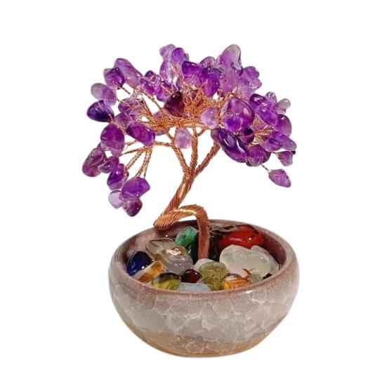 Хрустальное дерево ручной работы, целебное хрустальное украшение, домашний декор, настольное хрустальное дерево в горшке для удачи, позитивной энергии, богатства, исцеления Рейки