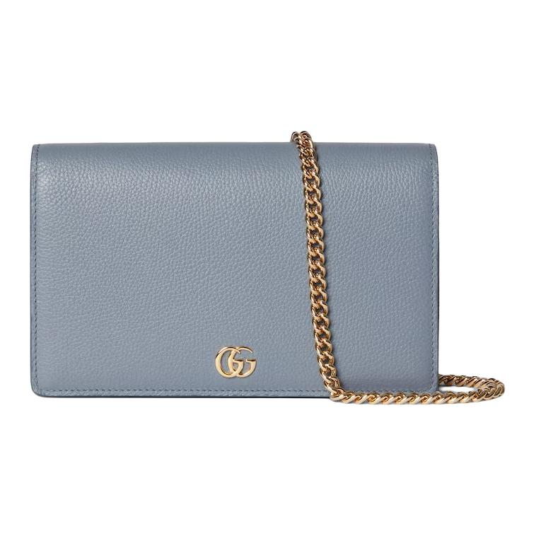 Gucci Double G Metal Logo Leather Shoulder Bag Women Shoulder Bag Light-Blue Beige 497985-AAE5F-1642