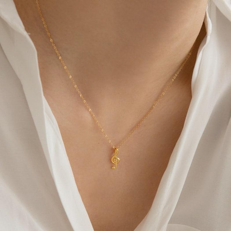 LUNNE 14k Gold Musical Note Pendant Necklace (Goldfilled) #GFN21