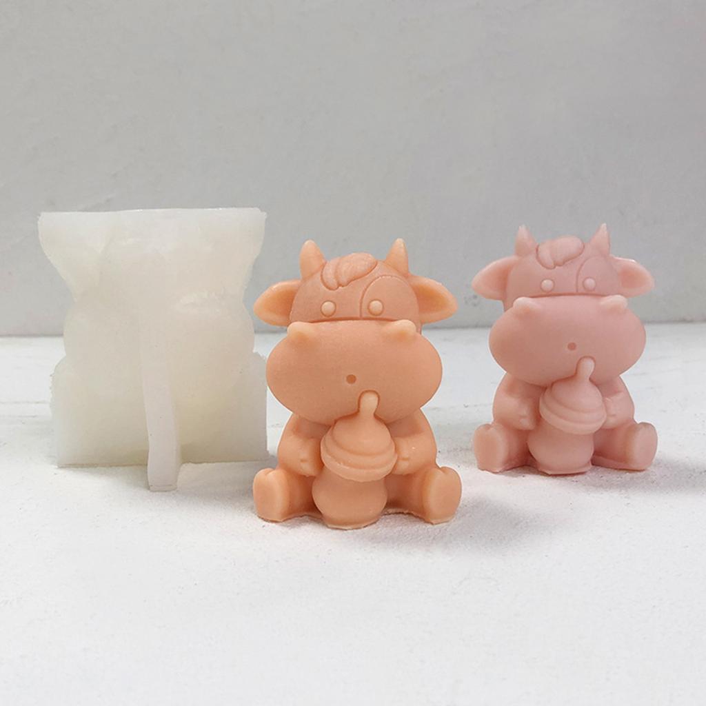 Формы для свечей в виде коровы 3D Силиконовые формы для молочного скота Формы для животных из глины Формы для литья ароматизированных свечей для украшения тортов