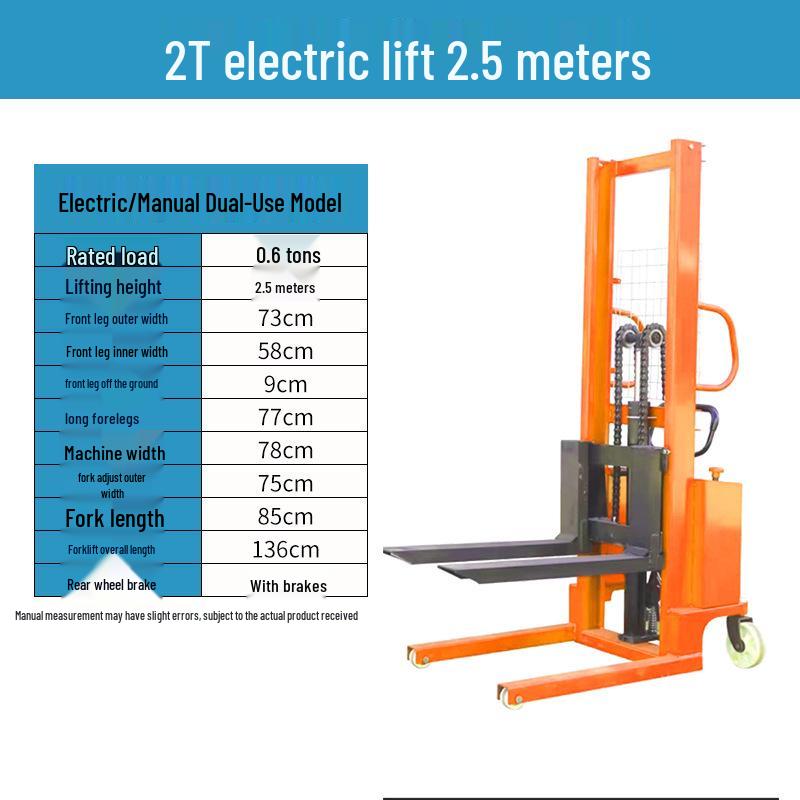 Manual & Electric Hydraulic Stacker Forklift for 1T-2T Lifting, Loading, and Unloading