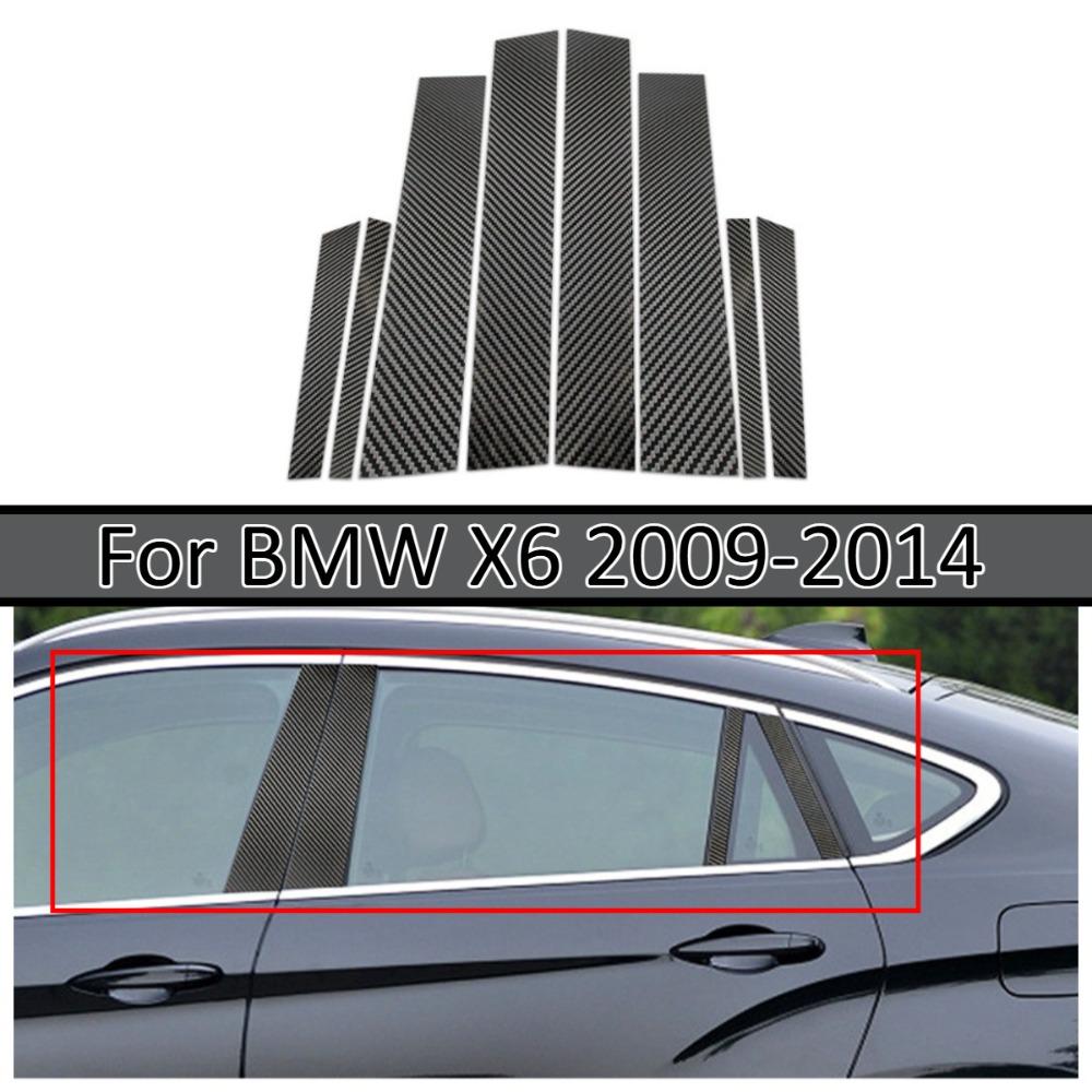 Real Carbon Fiber B Pillar Trim Sticker Panels For BMW X6 2009-2014 Car Exterior Styling Accessories Kit Sets Replacement Panels