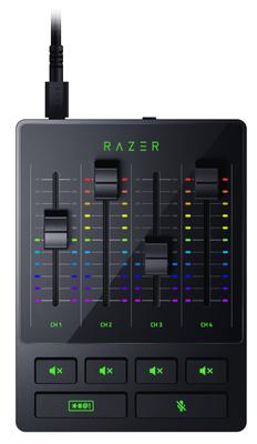 Аудиомикшер Razer с функцией отключения звука, аудио, XLR, USB-разъем, включает два контура заземления, Chroma x x см x x Кнопка, Стриминг, 4-канальный интерфейс, Предусилитель, Вход,