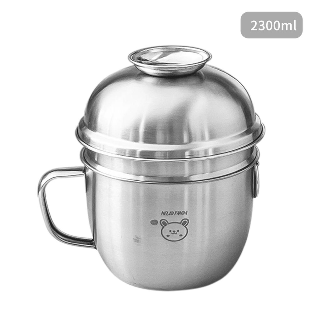 Двухслойный ланч-бокс из нержавеющей стали 304 с крышкой, портативные контейнеры для еды большой емкости, подогреваемая миска для лапши рамэн