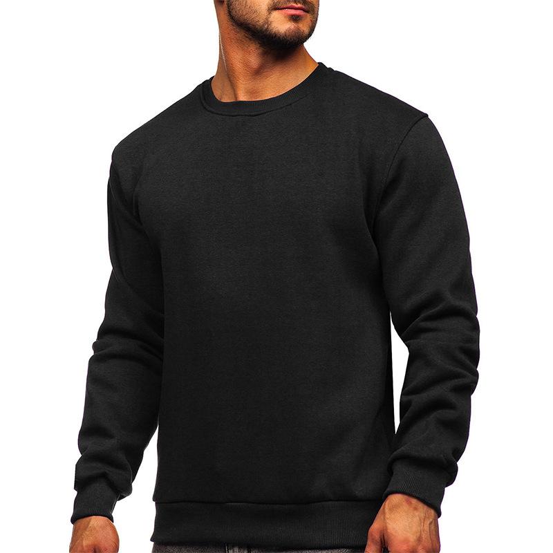 Autumn and Winter Plush Men's Sweater Men's Solid Color Round-neck Men's T-shirt