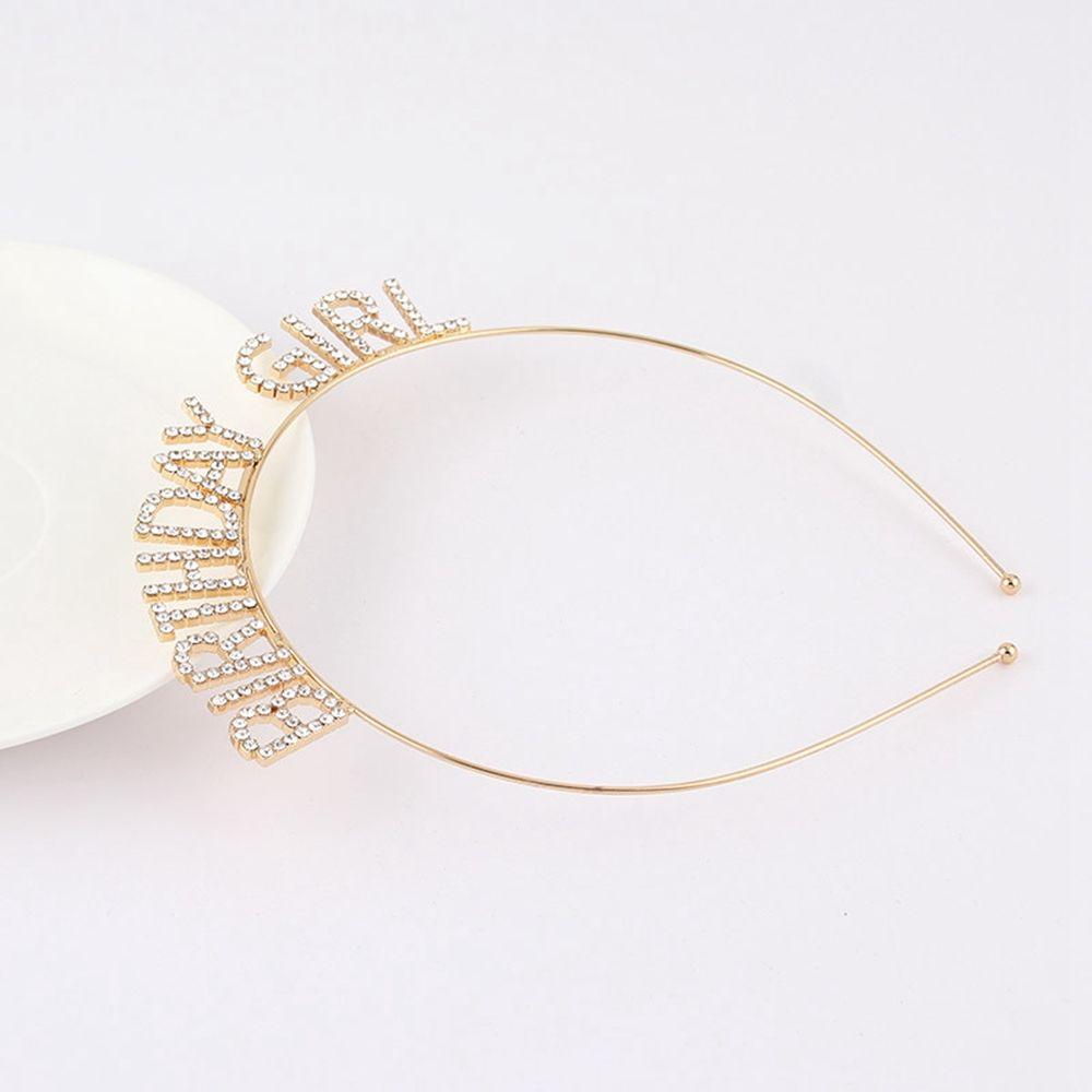Letter Zinc Zinc Alloy Rhinestone Crown Korean Style Hair Hoop Female Jewelry Happy Birthday Headband