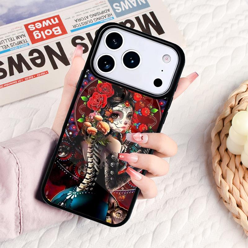Чехол для телефона Catrina Красивая Девушка Роза Череп для IPhone 17 16e 15 14 13 12 11 Pro Max Air Mini Мягкий Защитный Чехол
