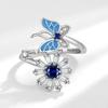 Butterfly Snowflake Enamel Spinner Ring For Women Adjustable Open Anxiety Relief Band Unique Stackable Jewelry Set