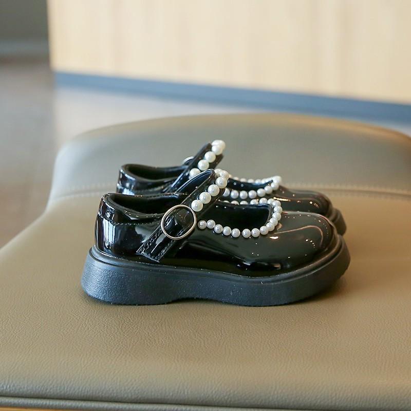 Girl's Pearl Shallow Soft Leather Flat Shoes Children Princess Shoes Birthday Wedding Party Toddler Kids Shoes