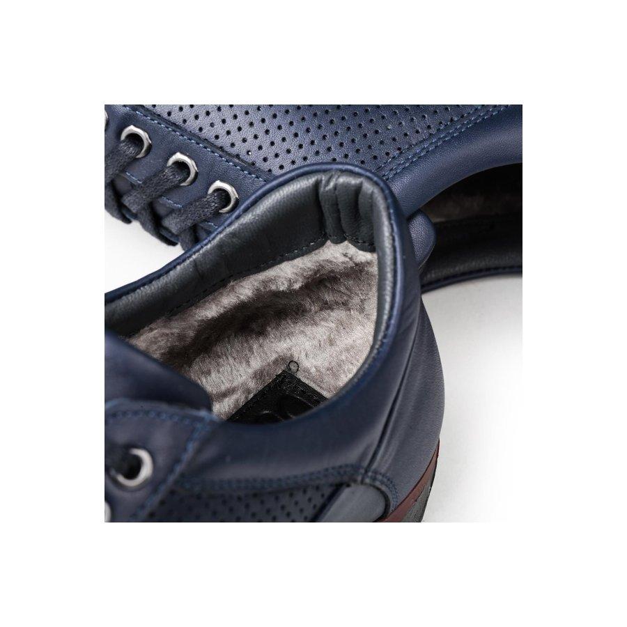 Мужские зимние повседневные кроссовки из натуральной кожи с плюшевой подкладкой