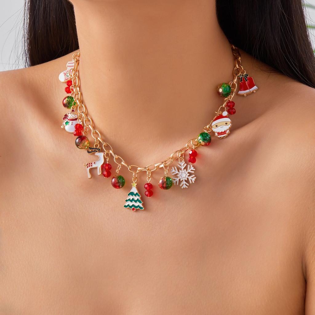 Cute Snowman Christmas Jewelry With Alloy Pendant For Holiday Gift