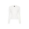 Y-3 Women's Solid Color Crew Neck Long Sleeve T-Shirt White IV7754