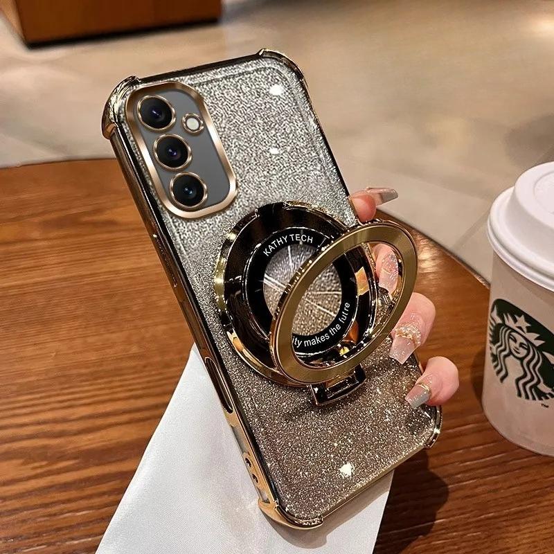 Противоударный чехол с блестящим покрытием и магнитным держателем для Samsung Galaxy A05 A05S A04 A04E A03S A02S A03 A02 A51 A71 A21S A31