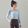 T Shirt Women Long Sleeve Polyester Sexy Back Tie Yoga Top For Workout And Casual Wear