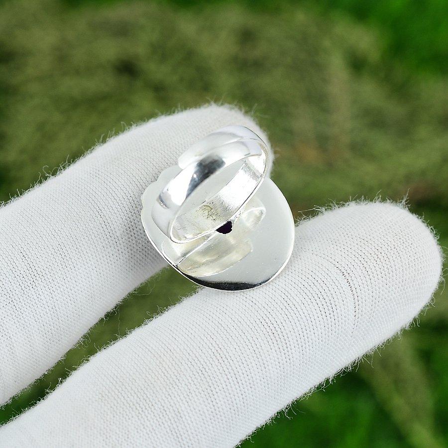 Natural Chevron Amethyst Multi Stone Adjustable Ring 925 Silver For Women