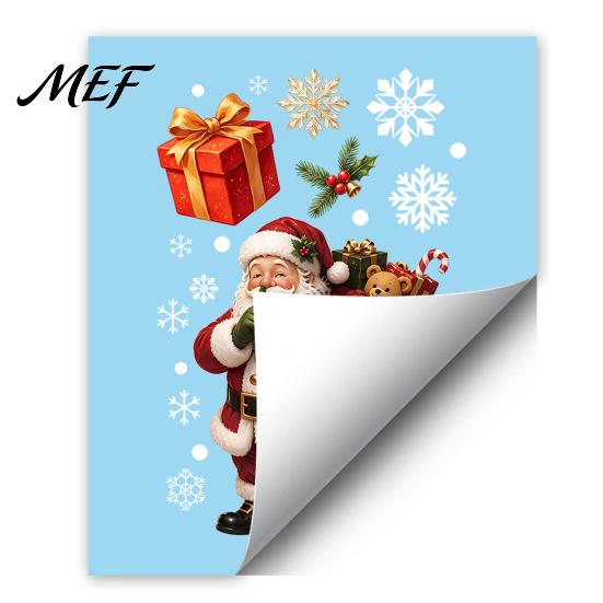 Winter Wonderland Ornaments Christmas Window Cling, Santa/Snowman/House/ Tree Patterns Print, Waterproof Snowman Decorations PVC