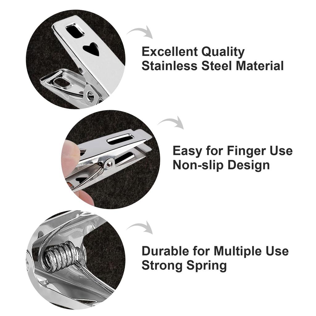 Clothes Pegs: 40pcs Stainless Steel 4.8cm Windproof Rustproof Clips - Strong Grip Metal Clothespins for Bathroom Towels Socks Outdoor Clothesline Use