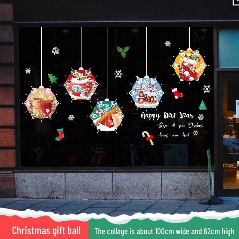 Рождественские настенные наклейки Санта-Клауса для витрин магазинов и торговых центров 2025 года — праздничное украшение для стеклянных окон.