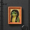 Decorative Animal Magnet Abstract Frog Refrigerator Magnet, Framed Hairstyle Fridge Kitchen Appliance Decor Home Office Decoration Party Favors Frame